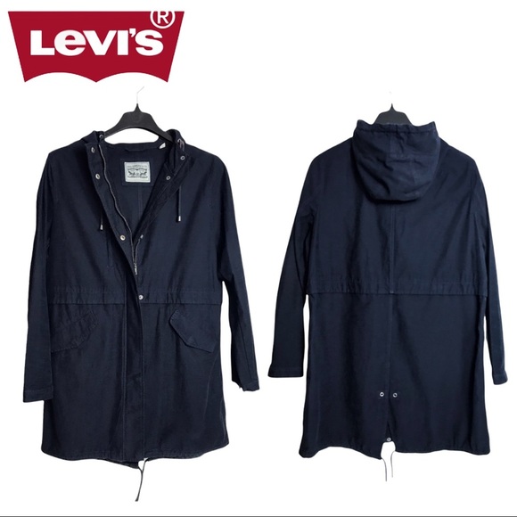 NWT Levis Women’s Field Military Jacket Navy Blue - Picture 1 of 16